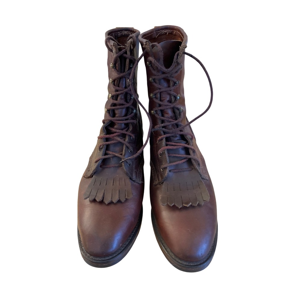 Vintage Durango Vibram Leather Packer Boots Western Workwear Rugged Heritage